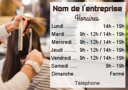 Affiche Coiffure Commerce Horaire Ciseaux gratuit à imprimer