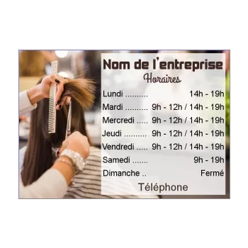 affiche coiffure commerce horaire ciseaux main 