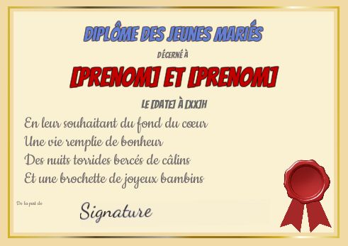 Diplome Mariage à imprimer