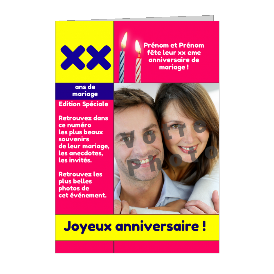 Carte Anniversaire Mariage Humour Magazine Journal Avec Photo A Imprimer Carte 573