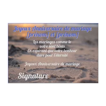 carte anniversaire mariage coeur noce plage 