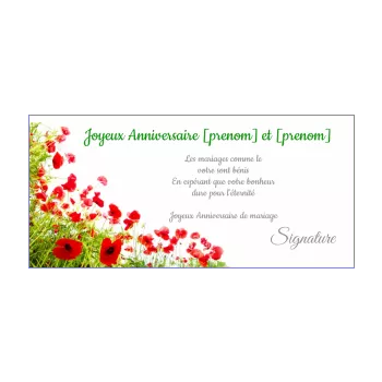 carte anniversaire mariage fleur noce rouge vert 