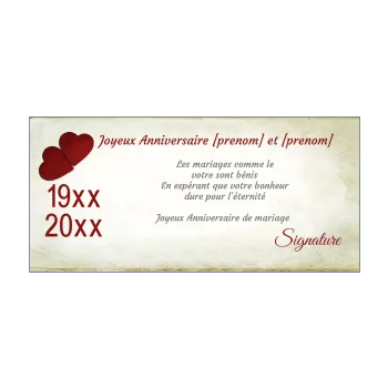carte anniversaire mariage coeur jaune lettre noce rouge 