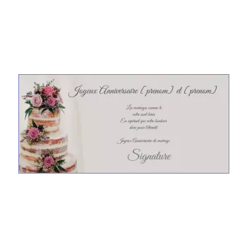 carte anniversaire mariage fleur gateau gris noce 