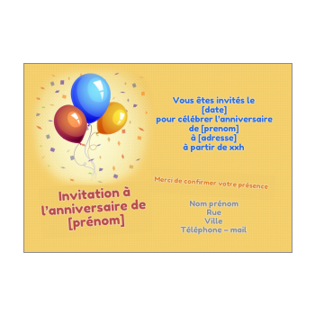 Carte Invitation Anniversaire Ballon Orange Gratuit A Imprimer Carte 9