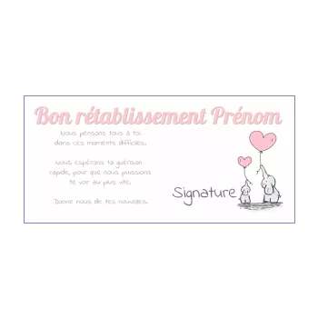carte retablissement coeur gris rose animaux 