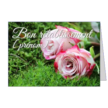 Carte Retablissement Fleur Rose Vert à imprimer