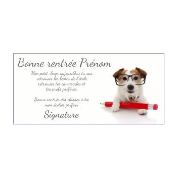 carte bonne rentree crayon humour chien lunettes 