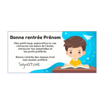 carte cahier bonne rentree bleu garcon livre 