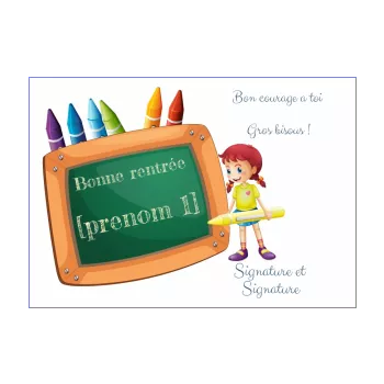 carte bonne rentree crayon ardoise dessin fille 