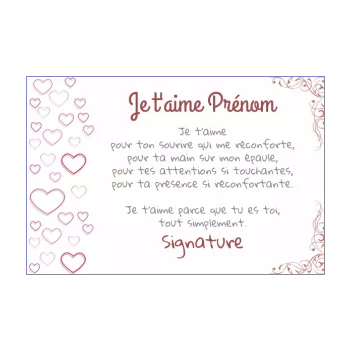 Carte De Sentiments Et Amour A Imprimer Gratuit