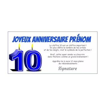 101 - Joyeux anniversaire 10 ans - Carte virtuelle d'anniversaire dix ans 