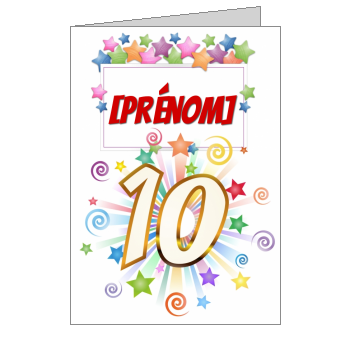 Carte Joyeux Anniversaire 10 Ans Vert A Imprimer Carte 1350