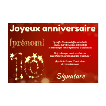 Invitation Anniversaire 10 Ans Doree Rouge Gratuit A Imprimer Carte 3423