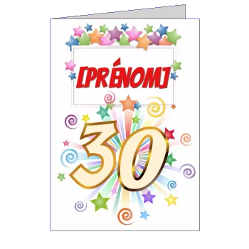 Carte Anniversaire 30 Ans Etoile virtuelle