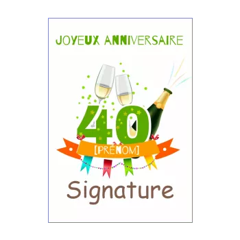 Invitation Anniversaire 40 Ans Doree Rouge gratuit à imprimer (carte 3434)