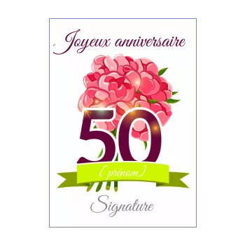 Carte Joyeux Anniversaire 50 Ans Jaune gratuit à imprimer (carte 2053)