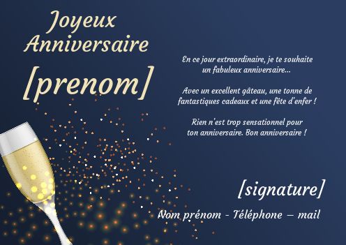 Carte Joyeux Anniversaire Champagne Bleu Elegant Gratuit A Imprimer Carte 2657