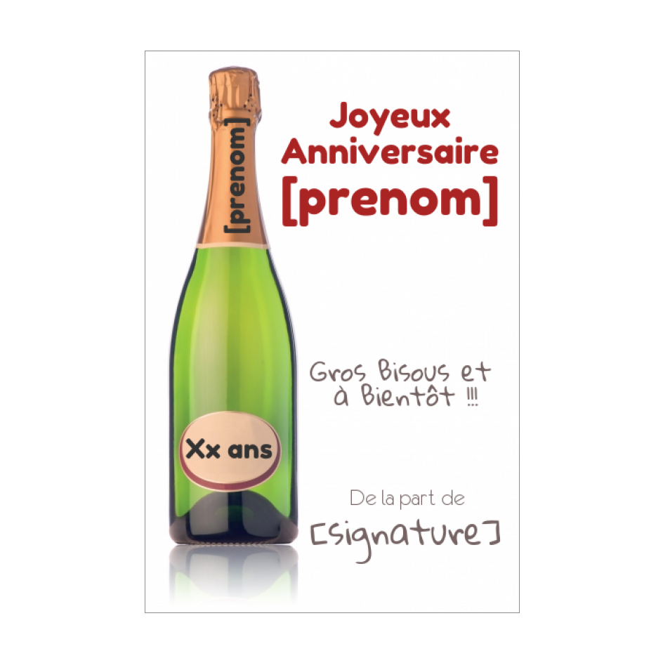 Carte Joyeux Anniversaire Bouteille Champagne Humour Gratuit A Imprimer Carte 2246
