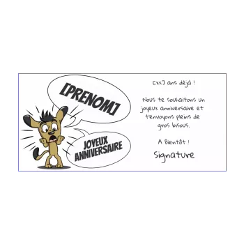 carte joyeux anniversaire chien dessin enfant marron 