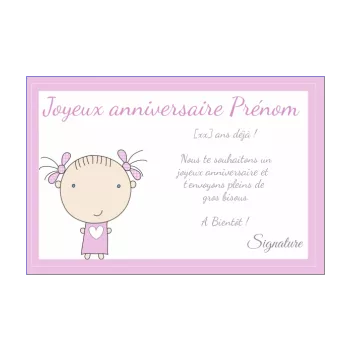 carte joyeux anniversaire bebe dessin enfant rose 