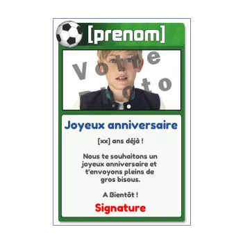 carte joyeux anniversaire football ballon enfant garcon sport vert 