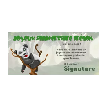 carte joyeux anniversaire dessin enfant panda vert animaux 