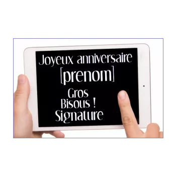 carte joyeux anniversaire blanc enfant noir tablette telephone 