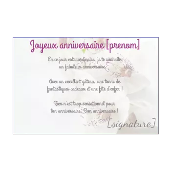 carte joyeux anniversaire blanc fleur 