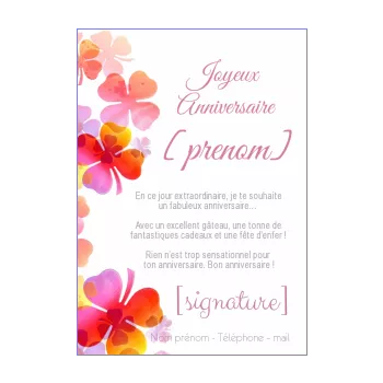 Carte Joyeux Anniversaire 50 Ans Fleur gratuit à imprimer (carte 2604)