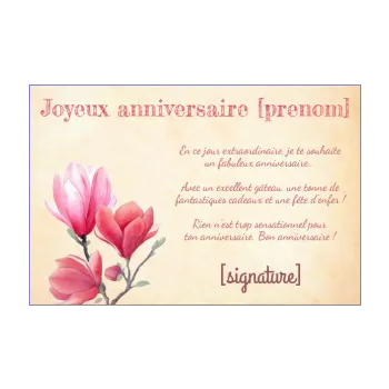 carte joyeux anniversaire fleur rose rouge 