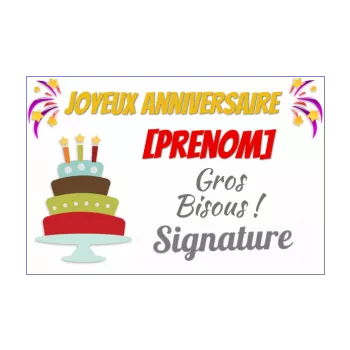 carte joyeux anniversaire dessin enfant etoile gateau 