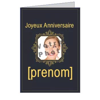 Carte Anniversaire Gris Orange avec photo à imprimer