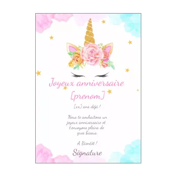 Yeria 12x Carte Invitation Anniversaire Fille, cartes d'invitation  anniversaire licorne, carte invitation anniversaire enfant pour  l'anniversaire