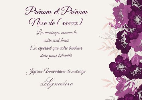 Carte Anniversaire Mariage Fleur Noce Mauve Gratuit A Imprimer