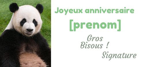 Carte Joyeux Anniversaire Enfant Panda Animaux gratuit à imprimer (carte  201)