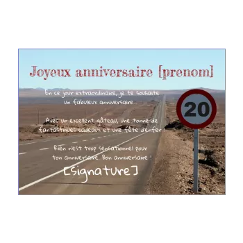 carte joyeux anniversaire ciel route 