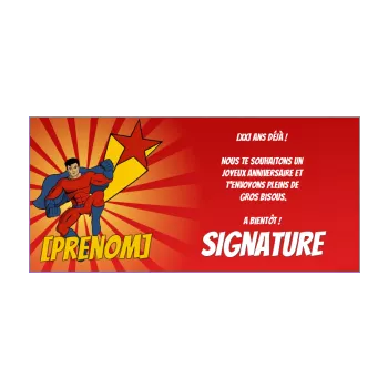 carte joyeux anniversaire super heros enfant garcon jaune rouge 