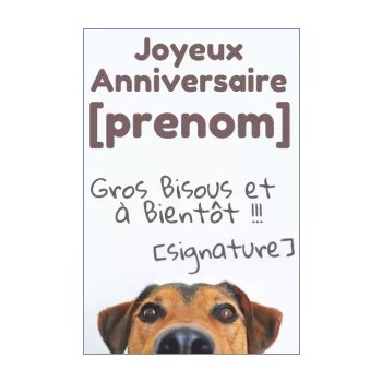carte joyeux anniversaire chien marron animaux 