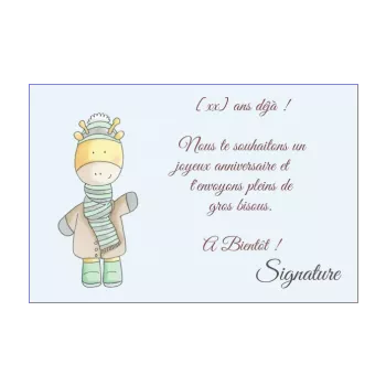 carte joyeux anniversaire bebe bleu enfant animaux 