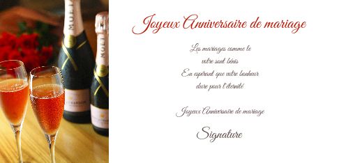 Carte Anniversaire Mariage Champagne Noce gratuit à imprimer