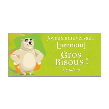 carte joyeux anniversaire enfant ours vert animaux 
