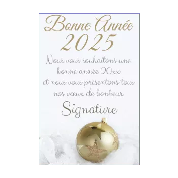 carte voeux meilleur nouvel an boule jaune neige 