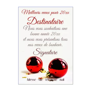 carte voeux meilleur nouvel an boule rouge 