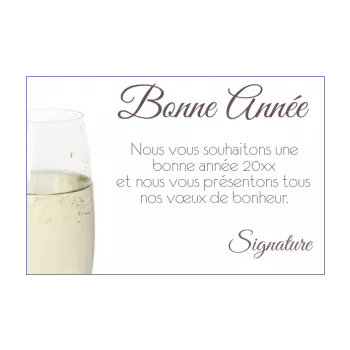 carte voeux meilleur nouvel an champagne blanc elegant 