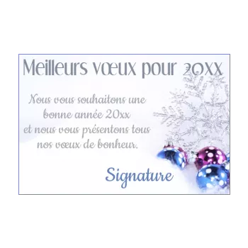 carte voeux meilleur nouvel an bleu boule mauve neige 