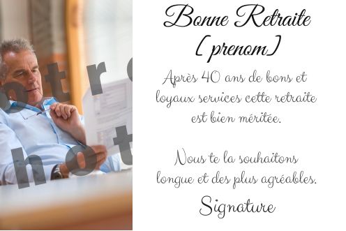 Carte Felicitation Voeux Retraite Blanc avec photo à imprimer