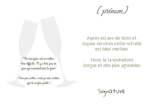 Verso Carte Felicitation Voeux Retraite Champagne à imprimer