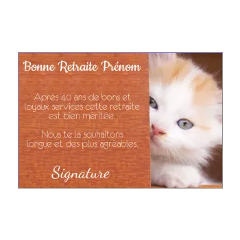 carte felicitation voeux retraite chat marron 
