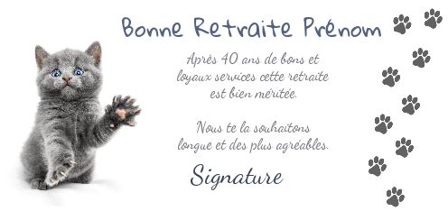 Carte Felicitation Voeux Retraite Chat gratuit à imprimer